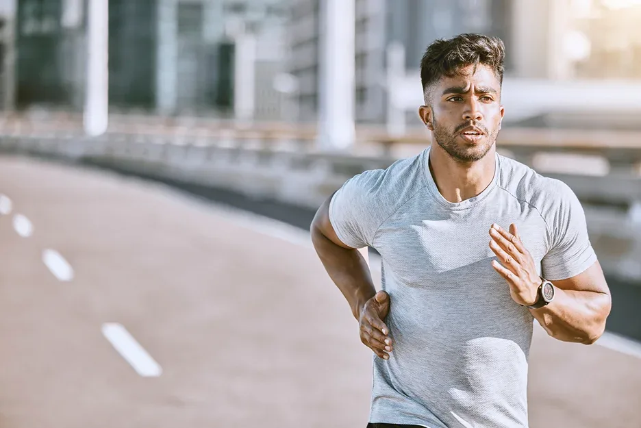 a runner running on the street