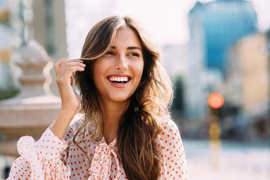 a portrait of a happy woman