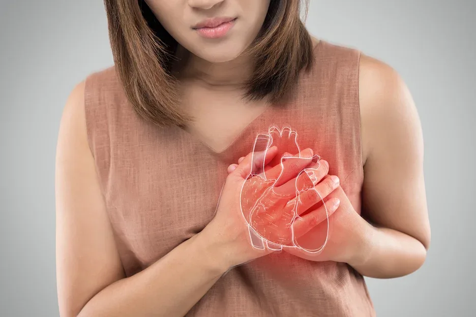a woman has heart palpitations