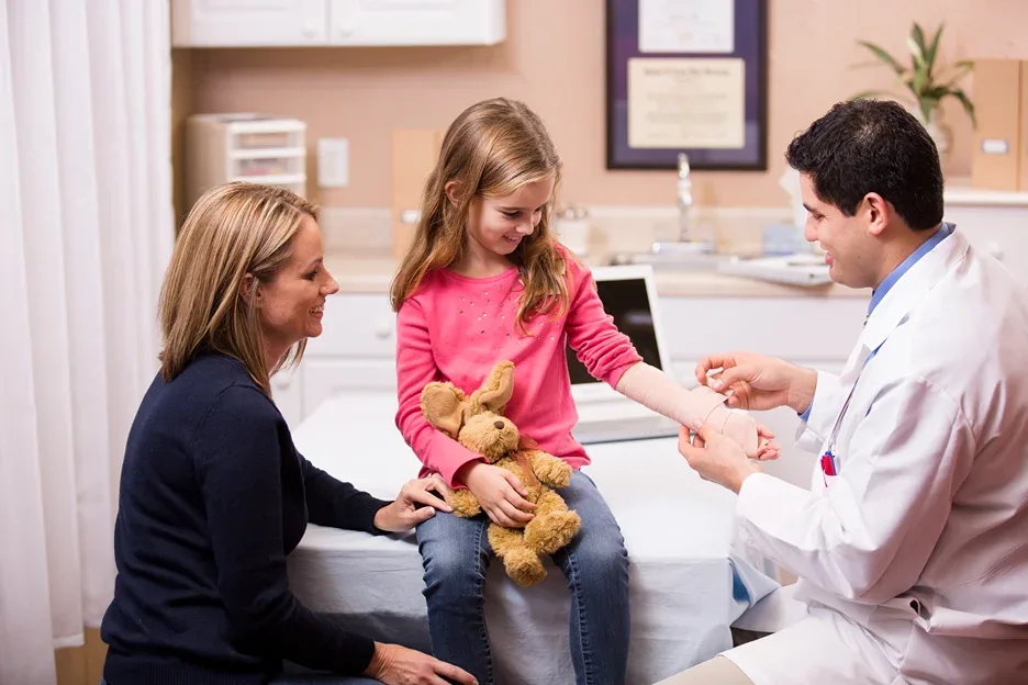 mother and child consult a doctor