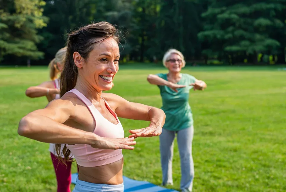 women did stretching outdoor