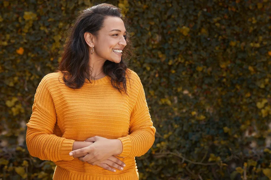 a portrait of a happy woman