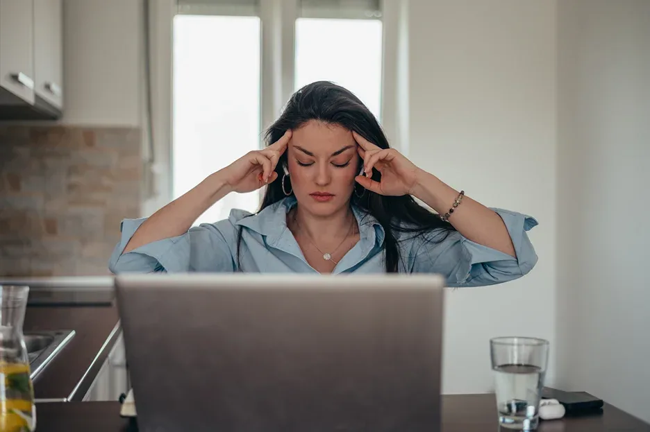 a woman has headache