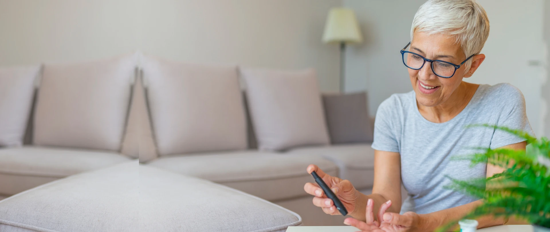 Woman performing an at-home functional medicine lab test